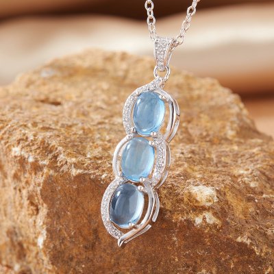 Natural Aquamarine Gemstone Pendant Necklace